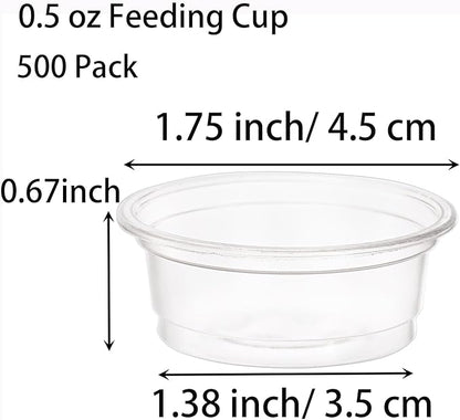 TOPZEA 500 Pack Gecko Food and Water Cups, 0.5 oz Small Plastic Gecko Feeding Dish Reptile Feeder Water Bowls for Lizard Crested Gecko Tarantula and Small Pets, Reptile Accessories