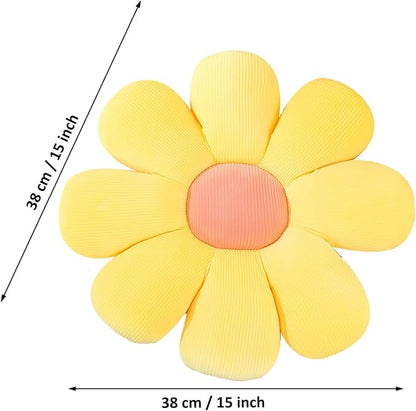 Grafingy Flower Pillow, Flower Shaped Throw Pillow Floor Pillow Soft Seating Cushion Room Decor Plush Pillow for Bedroom, Sofa, Bed, Reading (15 inch, Yellow)
