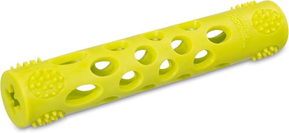 Messy Mutts Totally Pooched Huff'n Puff Stick | 10” x 2” TPR Puzzle Stick for Dogs | 2-in-1 Durable Interactive Toy and Tooth Cleaner | Green