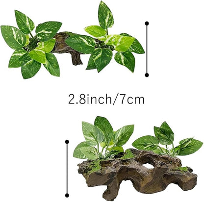 Smoothedo-Pets Fish Tank Decorations Aquarium Decor Ornaments Betta Silk Leaf pad Hammock Artifical Driftwood Cave Goldfish Bowl Accessories (Type-H)