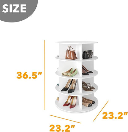 SpaceAid 4 Tier Rotating Shoe Rack Tower, Spinning Shoe Display Lazy Susan