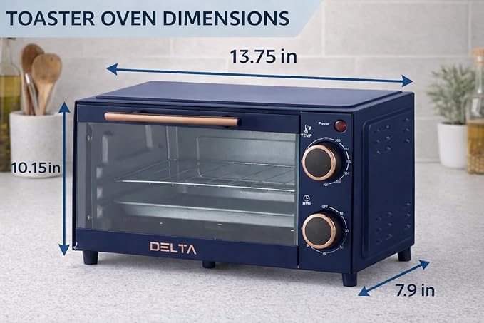 9L Toaster Oven, Small Countertop Electric Oven 750W, 60-Min Timer Auto Shut-Off