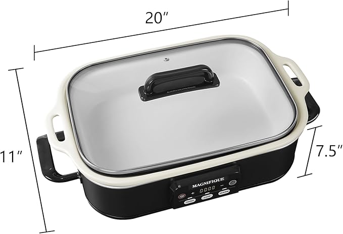 Magnifique 4 Quart Casserole Digital Slow Cooker, Premium Ceramic Bakeware
