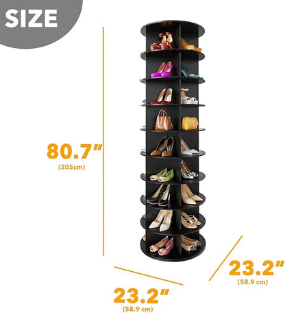 SpaceAid 9 Tier Rotating Shoe Rack Tower, Spinning Shoe Display Lazy Susan