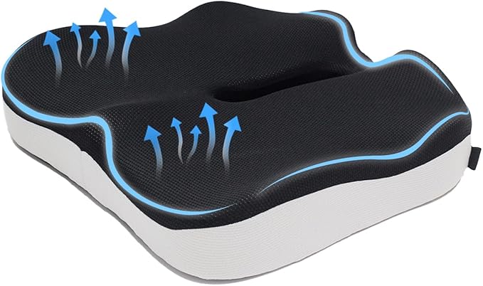 CXC Premium Seat Cushion: Orthopedic Memory Foam for Long Sitting - Tailbone Pain Relief | Extra Large Cooling Gel Chair Cushion for Office, Car, Wheelchair, Gaming | Desk Chair Comfort Ergonomic Pad