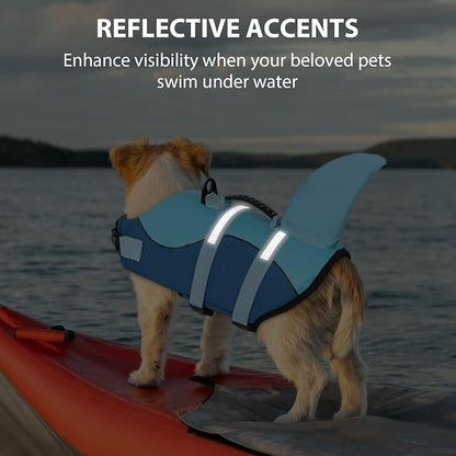 Dog Life Jacket High Flotation, Reflective Dog Life Vest for Swimming, Adjustable Dogs Life Preserver Rescue Handle Spring Summer Pool for Small, Medium, Large Dogs (Ocean Blue,XS)
