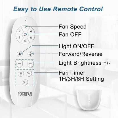 POCHFAN 52 inch White Ceiling Fans
