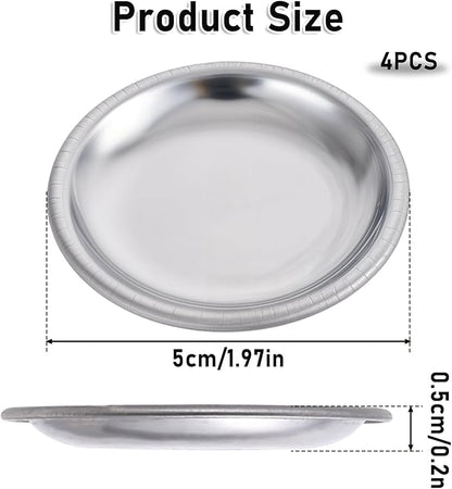 SynHHergyx 4 Pcs Hermit Crab Food & Water Bowl, Small Stainless Steel Feeding Dish for Hermit Crab, Snail, Gecko, Insect