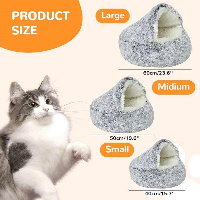 Lapcatz Nest Bed, 2026 Upgraded Cat Beds for Indoor Cats, Portable Fluffy Pet Bed, Durable Covered Cat Bed for Indoor Use, Soft Puppy Bed for Pet Owners (Pink, Medium)