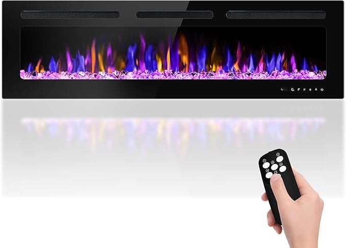 68" Electric Fireplace Wall Mounted and Recessed