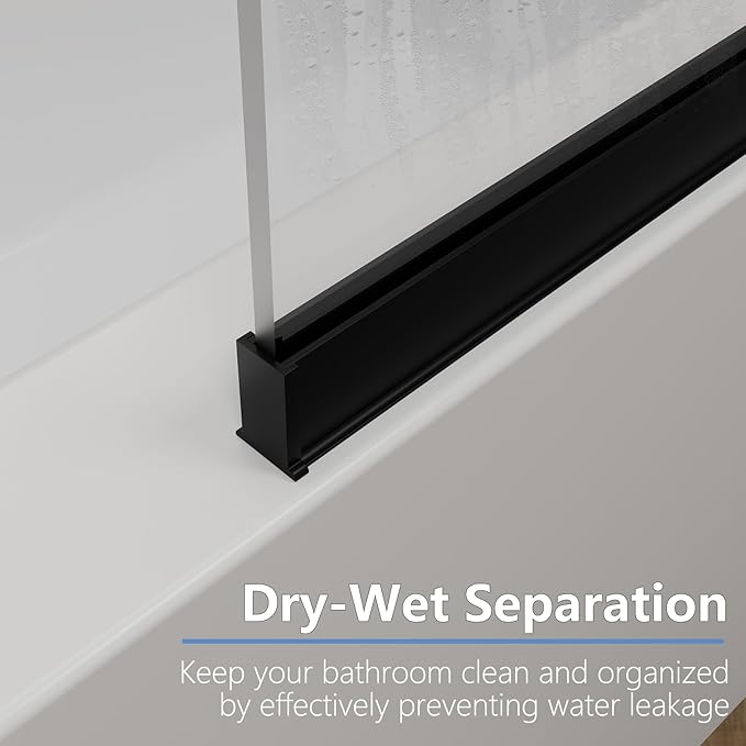 35" W x 60" H Bathtub Fixed Glass Panel, 3/8" Tempered Glass