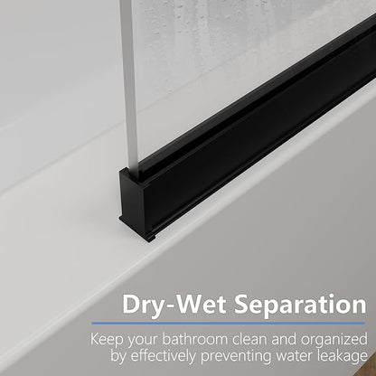 35" W x 60" H Bathtub Fixed Glass Panel, 3/8" Tempered Glass