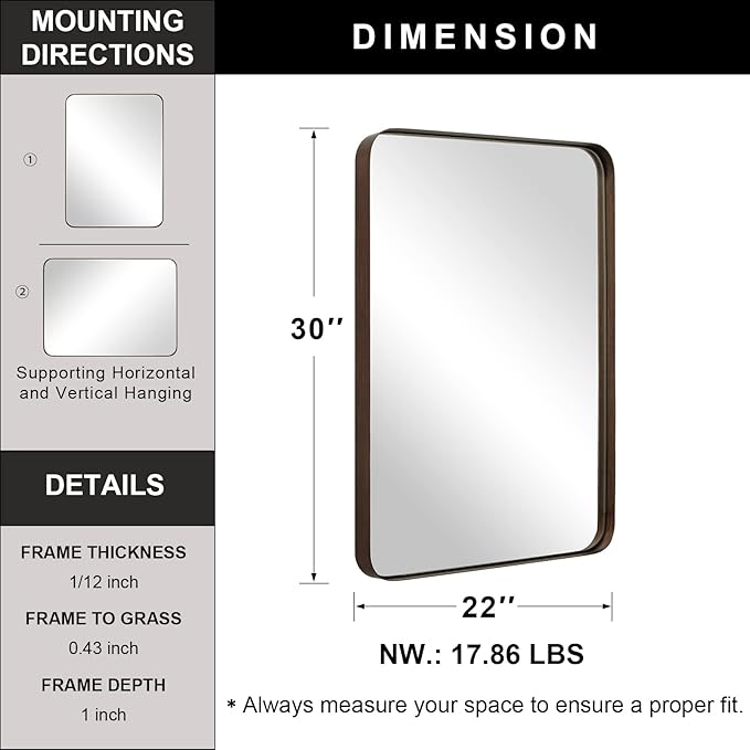 ANDY STAR Wall Mirror for Bathroom