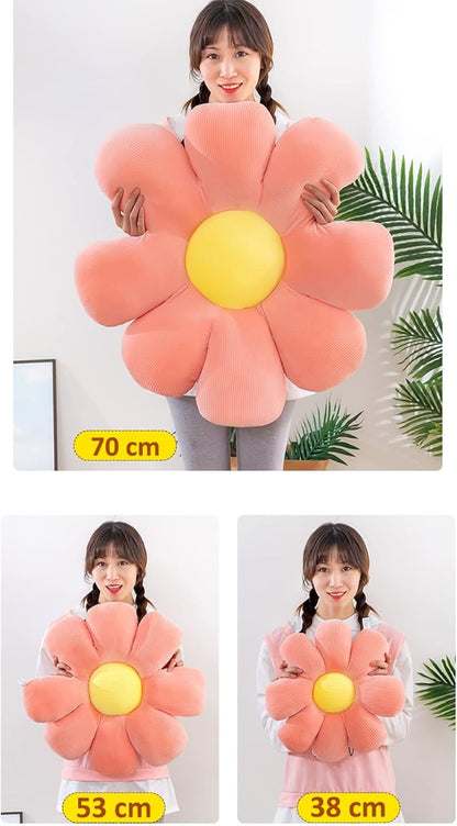 Grafingy Flower Pillow, Flower Shaped Throw Pillow Floor Pillow Soft Seating Cushion Room Decor Plush Pillow for Bedroom, Sofa, Bed, Reading (15 inch, Yellow)