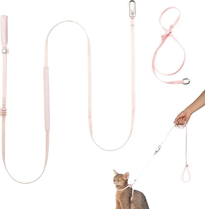 Cat Harness and Leash Set, Lightweight Escape Proof Cat Harness Leash with Padded Handle, Adjustable Cat Leash and Harness for Kitten Small Large Cats Walking Training (Blush Pink, S)