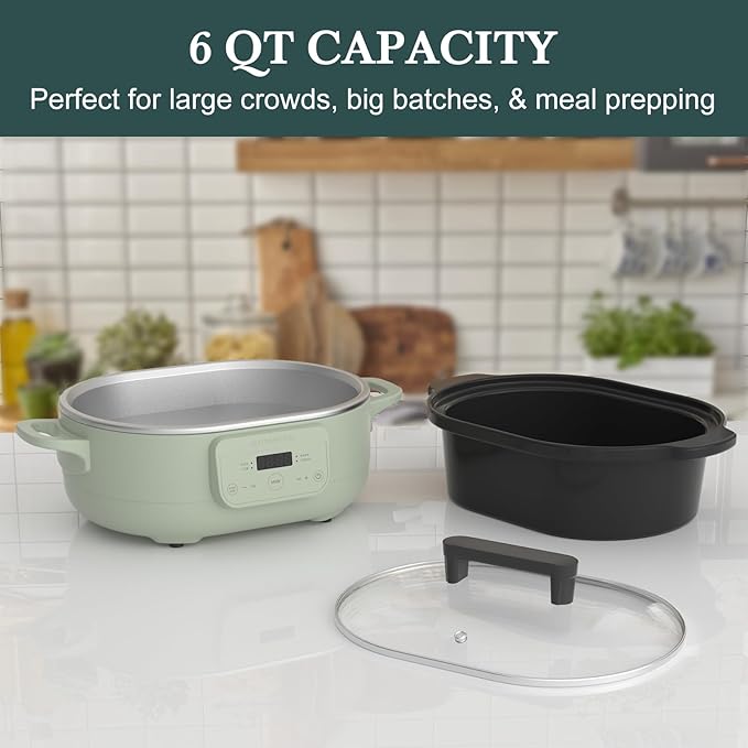 MAGNIFIQUE 6 Quart Programmable Slow Cooker Removable Healthy Nonstick Pot