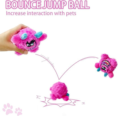 Squeaky Plush Dog Ball, Dental Care, Skin-Friendly and Soft and Relieve Stress, Little Monster Plush Ball Toy Suitable for All Breeds (Rose Red, Small)