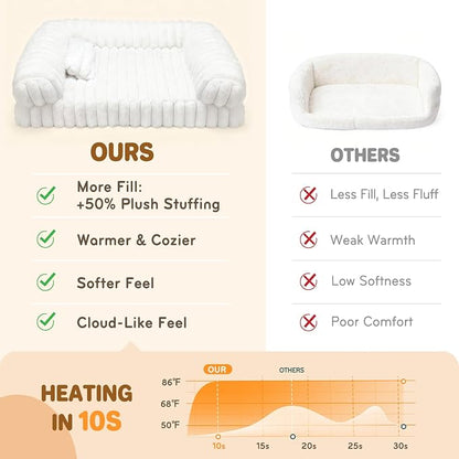 Cat Couch, Orthopedic Pet Bed, Washable Medium Pet Sofa Bed for Puppy and Small to Large Kitten with Anti-Slip Bottom, Fits Up to 65lbs Pets Cat Beds Self Warming