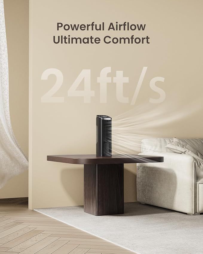 PNTCK Fan for Bedroom, 4 Modes 4 Speeds Max 24ft/s, 70° Oscillating Desk Fan