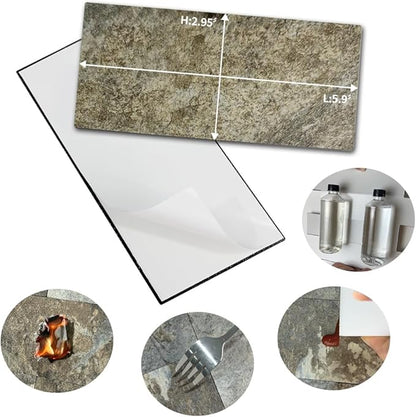 AULIGET 100-Piece Beige & Brown Slate Peel and Stick Backsplash Wall Tiles