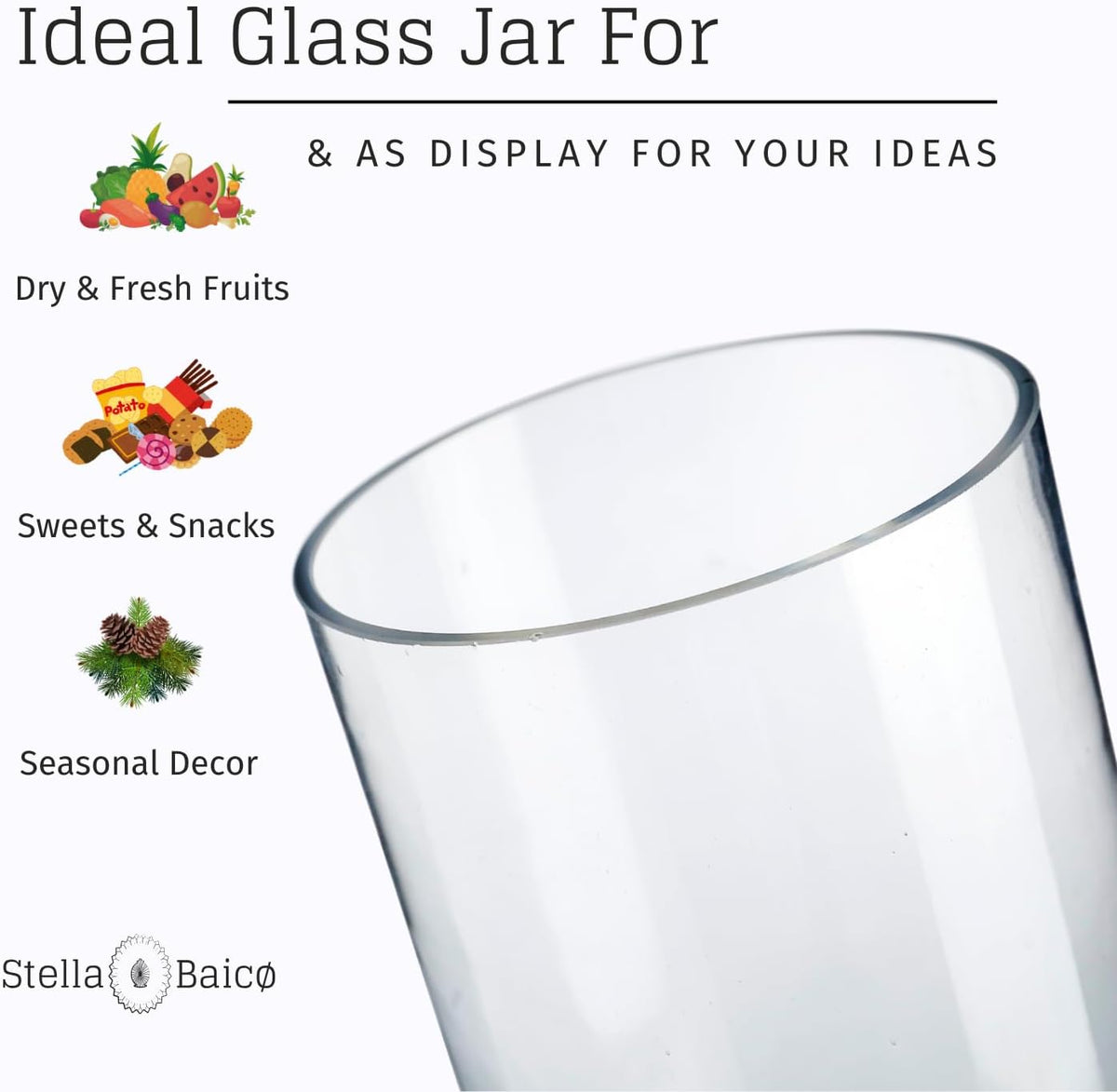 Glass Apothecary Jars with Lids, Candy Jar for Candy Buffet, Elegant Decorative Jars for Wedding and Dispaly (Height: 15", Diameter: 5.1")