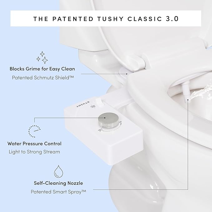 TUSHY Classic 3.0 Bidet | Slim Universal Toilet Seat Attachment. Simple Install