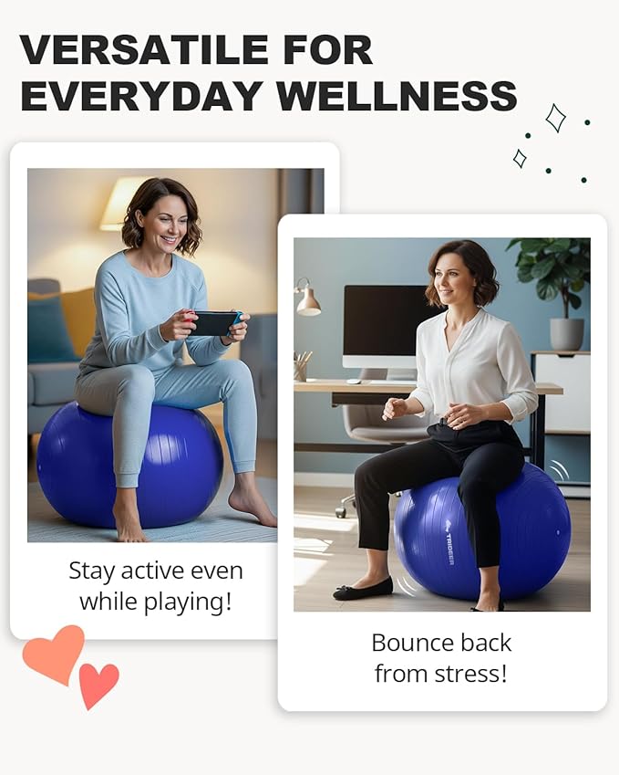 Trideer Exercise Ball for Yoga, Pilates & Fitness – Stability Ball Equipment