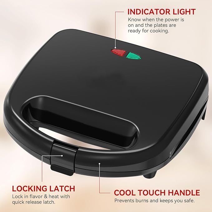OSTBA Sandwich Maker, 2 Slice Grilled Cheese Maker