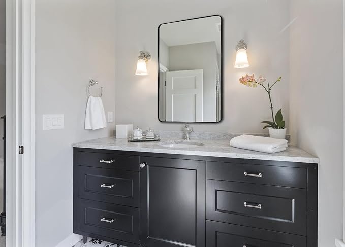 ANDY STAR Wall Mirror for Bathroom, 24x36 Inch Black Bathroom Mirror, Stainless