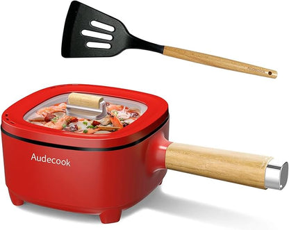 Audecook Hot Pot Electric 2L, Cermic Glaze Non-Stick Frying Pan 8 Inch