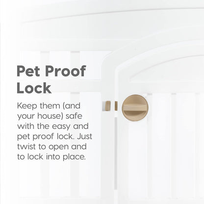 IRIS USA 24" 4-Panel Dog Playpen with Door, 35 x 35 x 24, Puppy Playpen, Dog Play Pen Indoors, Pet Fence, Puppies/Small Dogs, White