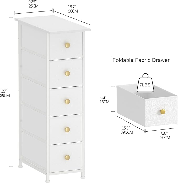 GiftGo Narrow Dresser Cabinet Vertical Slim Dresser Chest of Drawers Skinny