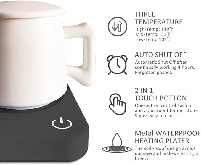 VOBAGA Coffee Mug Warmer, 4 Hours Auto Shut Off Cup Warmer