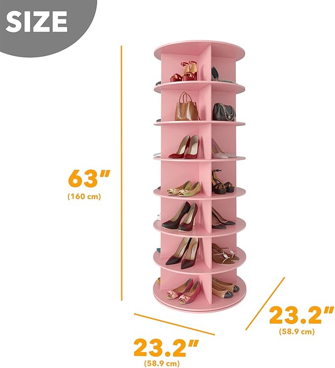 SpaceAid 7 Tier Rotating Shoe Rack Tower, Spinning Shoe Display Lazy Susan