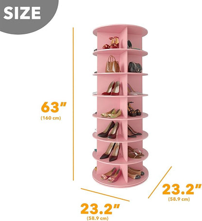 SpaceAid 7 Tier Rotating Shoe Rack Tower, Spinning Shoe Display Lazy Susan