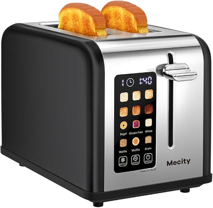 Mecity 2 Slice Touch Screen Toaster, 1.5" Wide Slot, Stainless Steel Smart