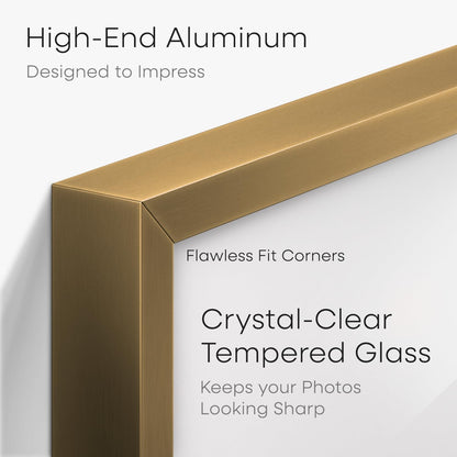Homeforia 20x30 Picture Frame Bronze, High End Metal 20 x 30 Large Poster Frames with Mat 16 by 24 for Photo, 20x30 Brass Frame Matted to 16x24, 30x20 Hanging Frame, Tempered Glass, Wall Kit, Set of 1