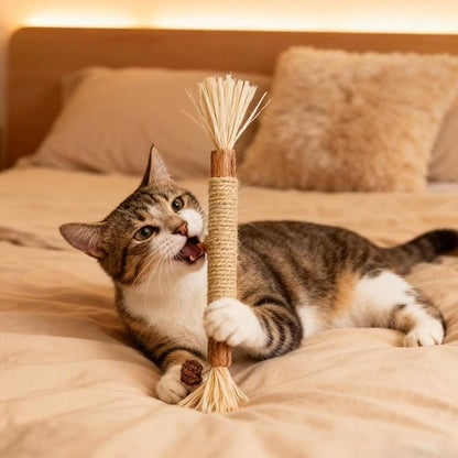 4 Pcs Puriq Natural Silvervine Dental Sticks,Silvervine Sticks for Cats, Interactive Cat Chew Stick for Teeth Cleaning, Scratch & Bite Resistant, for Indoor Kitty Fresh Breath