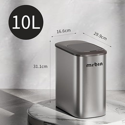 MRBIN Stainless Steel Motion Sensor Bathroom Trash Can, 10L / 2.6gal Slim Smart