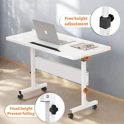 HDHNBA Rolling Desk Adjustable Height,Portable Laptop Desks,Small Standing Desk with Wheels for Home Office