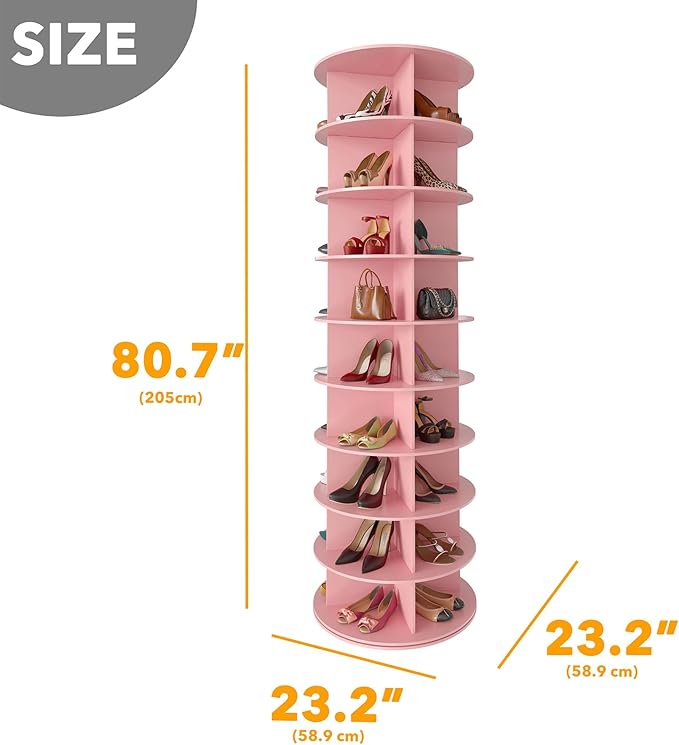 SpaceAid 9 Tier Rotating Shoe Rack Tower, Spinning Shoe Display Lazy Susan