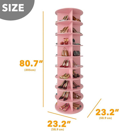SpaceAid 9 Tier Rotating Shoe Rack Tower, Spinning Shoe Display Lazy Susan