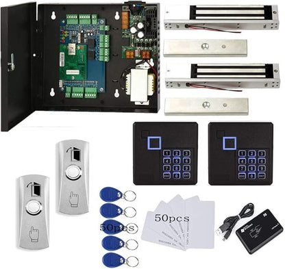 MENGQI-CONTROL TCP/IP 2 Doors Access Control System Kits Metal Push Release