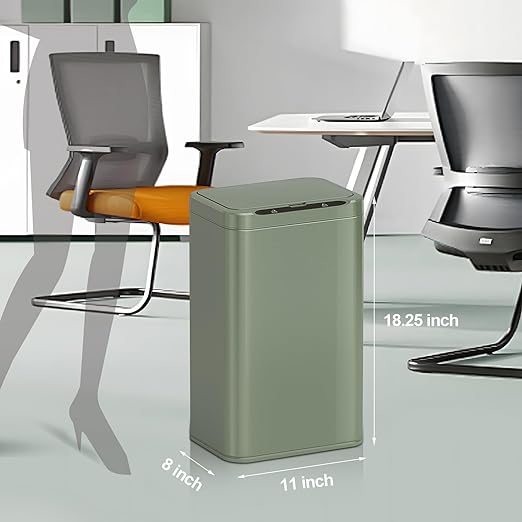ELPHECO Stainless Steel Office Trash Can Motion Sensor Garbage Can Touchless