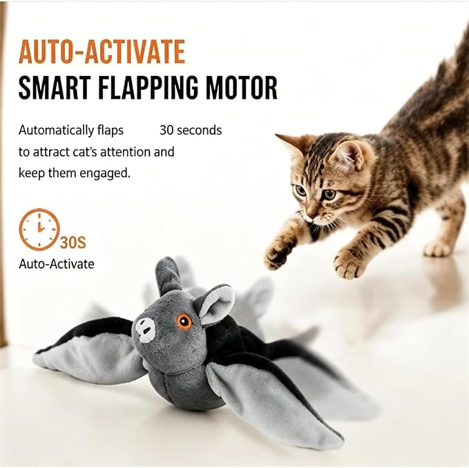 Flying Bat Dog Toy, 2026 New Flying Bat Toy for Dogs, Flapping Wings Interactive Pet Toy with Chirping Engages Cats and Dogs, Detachable USB Rechargeable, Hanging and Ground Play ，Bird：2PCS