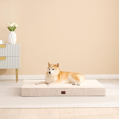 EHEYCIGA Orthopedic Dog Bed Large with Removable Washable Cover, 41IN Camel | Egg Crate Foam Support, Durable Oxford fabric, Non-Slip Bottom, Machine Washable, Soft Waterproof Plush Pet Bed Mat For Crate