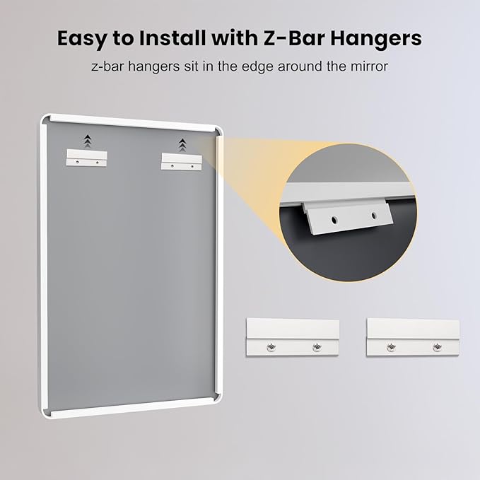 LOAAO 72x32 Inch White Metal Framed Bathroom Mirror