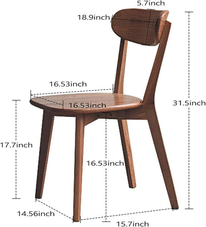 Hymus 100% Solid Oak Wood Dining Room Chairs - Practical Kitchen Chairs for Dining Room, Kitchen, Living Room (2, Walnut)