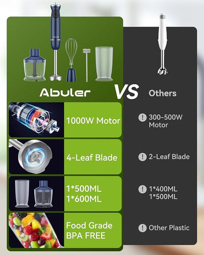 Immersion Blender Handheld 5 in 1 Hand Blender, 1000W Hand Mixer Stick