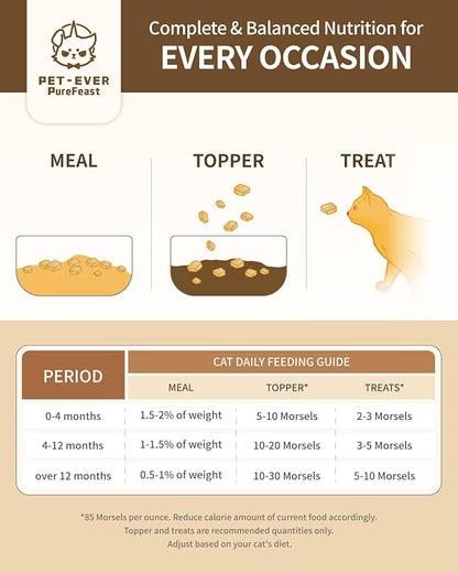 Freeze-Dried Cat Food, High Protein Healthy Freeze Dried Cat Treat & Topper (Beef Recipe - 0.7 Ounce)